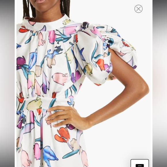 NWT Rotate Birger Christensen Noon Floral Print Cutout Puff Sleeve Midi Dress - Picture 4 of 11